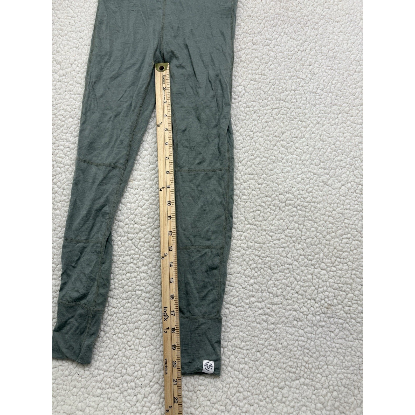 Woolino 100% Wool Leggings Base Layer Pants Kids Youth Size 8 Green Warm Boys — image 5 of 6
